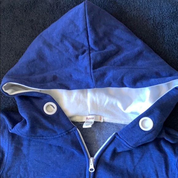 Rosio Blue Zippered Hooded Sweatshirt L - Picture 2 of 3